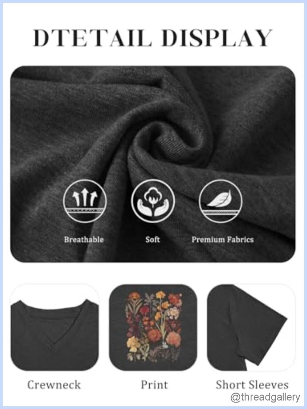 Plus Size Oversized Graphic Tee V-Neck Short Sleeve Summer T-Shirt - Picture 5 of 6
